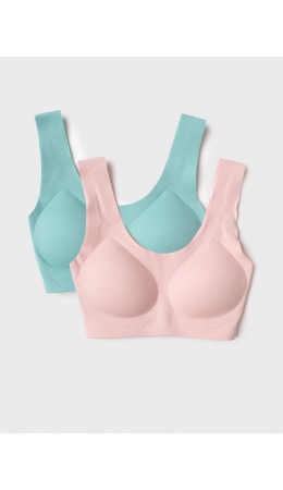 Топ (бра) трикотажный для девочек, 2 шт в комплекте green, pale pink