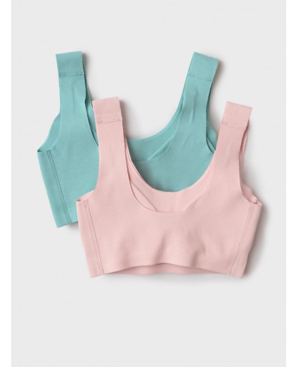 Топ (бра) трикотажный для девочек, 2 шт в комплекте green, pale pink