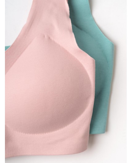 Топ (бра) трикотажный для девочек, 2 шт в комплекте green, pale pink