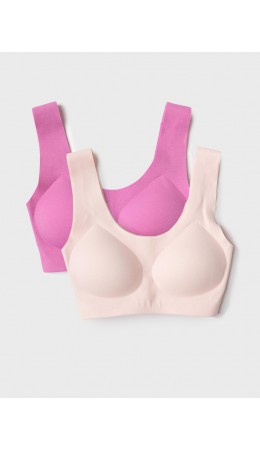 Топ (бра) трикотажный для девочек, 2 шт в комплекте pink, beige