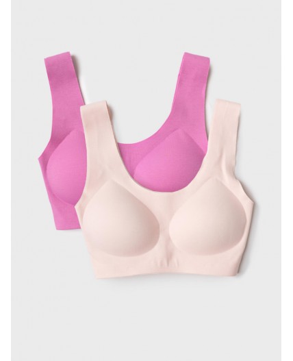 Топ (бра) трикотажный для девочек, 2 шт в комплекте pink, beige