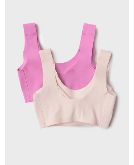 Топ (бра) трикотажный для девочек, 2 шт в комплекте pink, beige