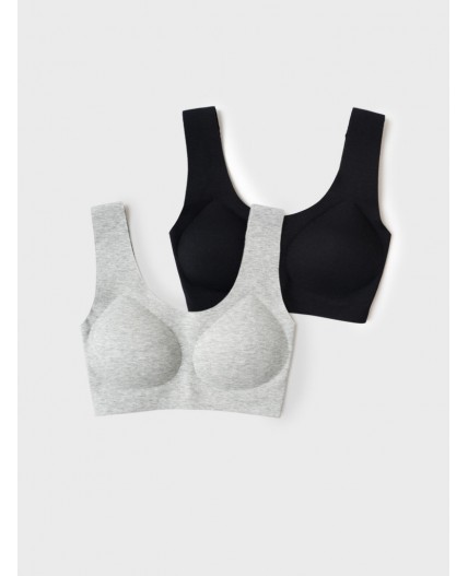 Топ (бра) трикотажный для девочек, 2 шт в комплекте grey, black