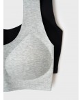 Топ (бра) трикотажный для девочек, 2 шт в комплекте grey, black