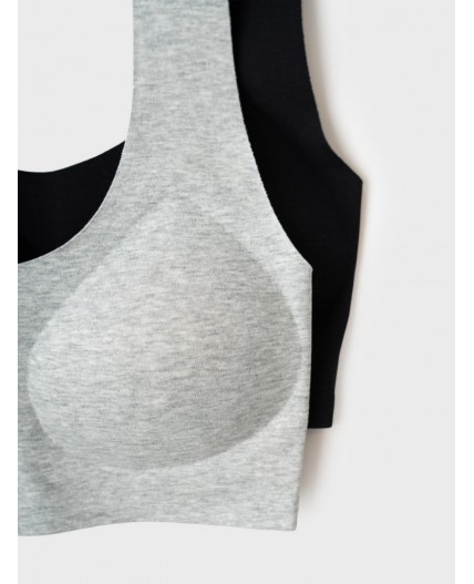 Топ (бра) трикотажный для девочек, 2 шт в комплекте grey, black