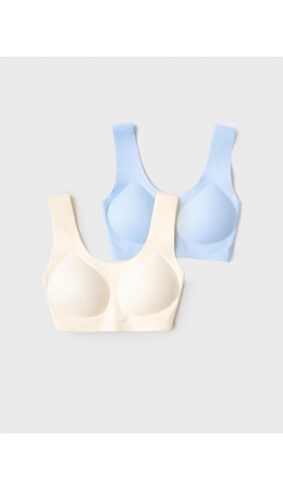 Топ (бра) трикотажный для девочек, 2 шт в комплекте milk, light blue