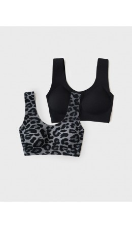 Топ (бра) трикотажный для девочек, 2 шт в комплекте black, grey