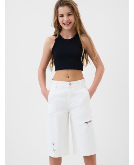 Шорты текстильные джинсовые для девочек white