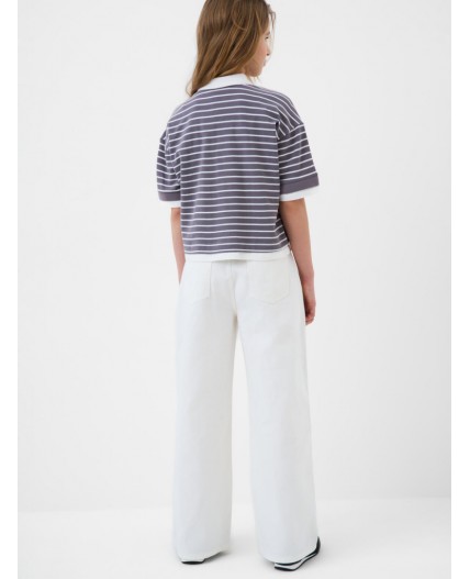 Брюки текстильные джинсовые для девочек white