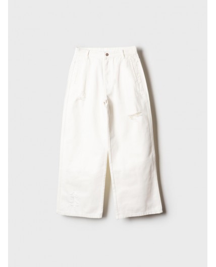 Брюки текстильные джинсовые для девочек white