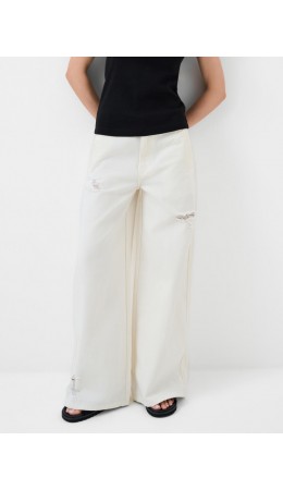 Брюки текстильные джинсовые для женщин white