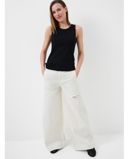 Брюки текстильные джинсовые для женщин white
