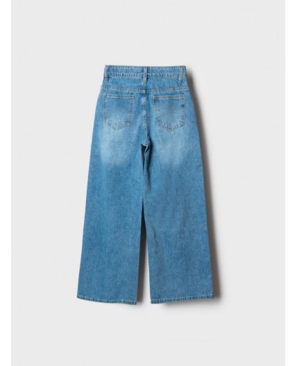 Брюки текстильные джинсовые для девочек синий