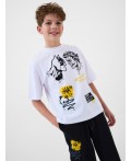 Комплект трикотажный для мальчиков: фуфайка (футболка), брюки white, black