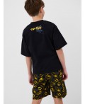 Комплект трикотажный для мальчиков: фуфайка (футболка), шорты black, yellow, dark grеy