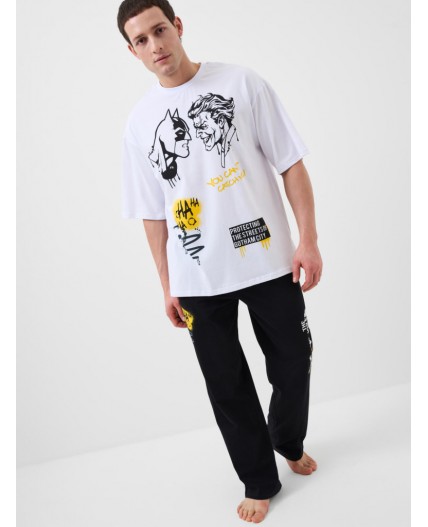 Комплект трикотажный для мужчин: фуфайка (футболка), брюки white, black