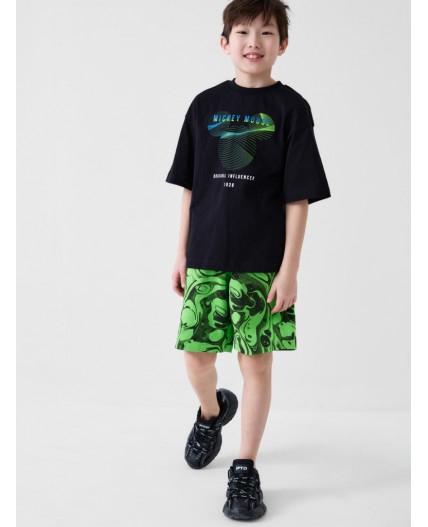 Комплект трикотажный для мальчиков: фуфайка (футболка), шорты black, green