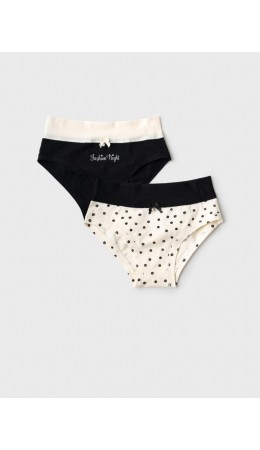Трусы трикотажные для девочек, 2 шт в комплекте black, beige