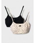Топ трикотажный для девочек, 2 шт в комплекте black, beige