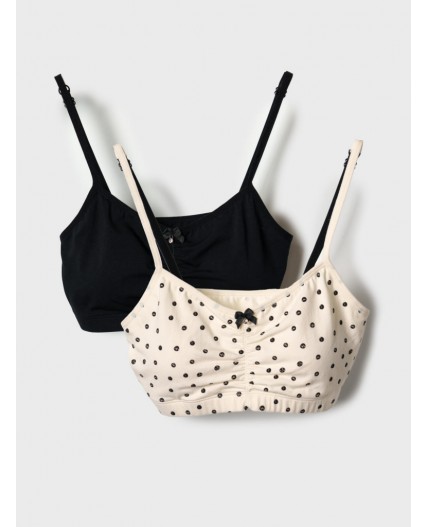 Топ трикотажный для девочек, 2 шт в комплекте black, beige