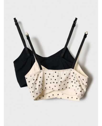 Топ трикотажный для девочек, 2 шт в комплекте black, beige