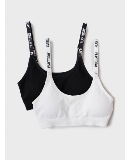 Топ (бра) трикотажный для девочек, 2 шт в комплекте white, black