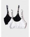 Топ (бра) трикотажный для девочек, 2 шт в комплекте white, black