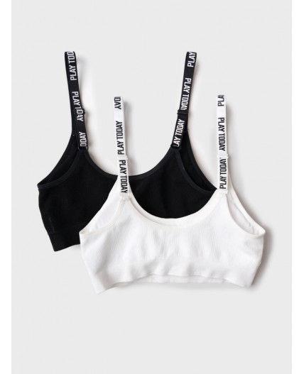 Топ (бра) трикотажный для девочек, 2 шт в комплекте white, black