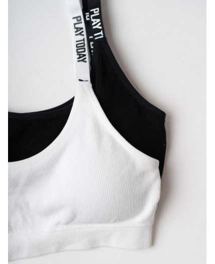 Топ (бра) трикотажный для девочек, 2 шт в комплекте white, black