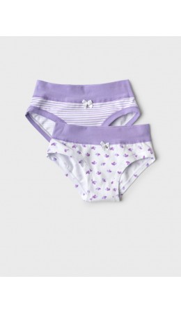 Трусы трикотажные для девочек, 2 шт в комплекте white, light lilac, lilac