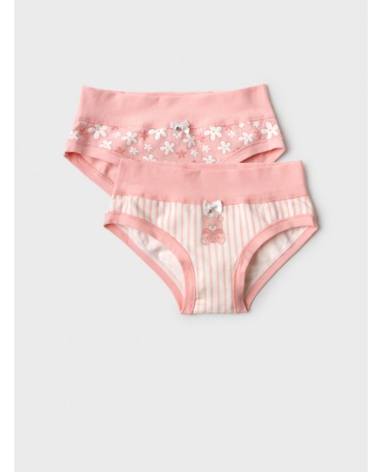 Трусы трикотажные для девочек, 2 шт в комплекте pale pink, milk, beige