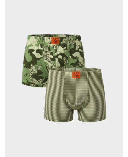 Трусы трикотажные для мальчиков - боксеры, 2 шт в комплекте dark green, light green, green