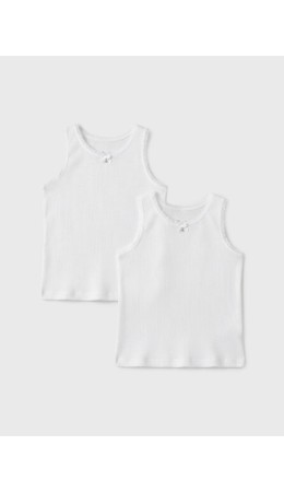 Майка трикотажная для девочек, 2 шт в комплекте white
