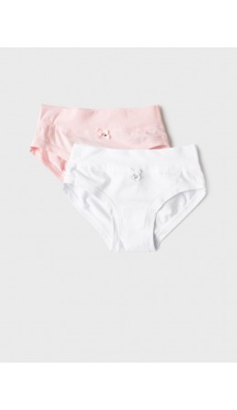 Трусы трикотажные для девочек, 2 шт в комплекте white, pale pink