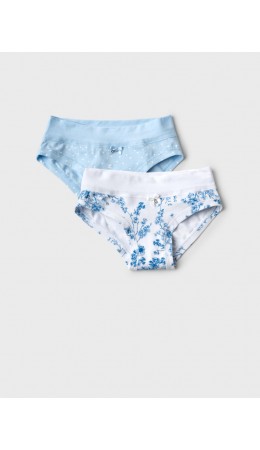 Трусы трикотажные для девочек, 2 шт в комплекте white, light blue, dark blue