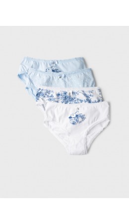 Трусы трикотажные для девочек, 4 шт в комлекте white, light blue, dark blue