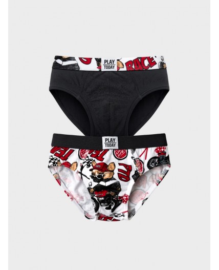Трусы трикотажные для мальчиков - брифы, 2 шт в комплекте white, red, black