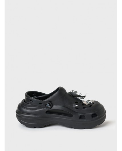 Сабо для девочек черный,серебряный