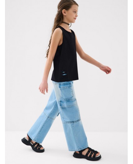 Туфли открытые для девочек черный