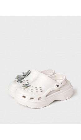 Сабо для девочек белый,серебряный