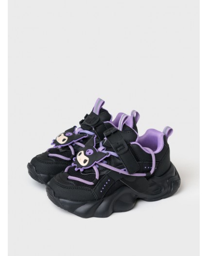 Полуботинки для девочек черный,фиолетовый