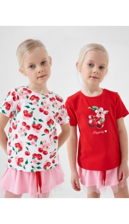 Фуфайка трикотажная для девочек (футболка), 2 шт в комплекте multicolor