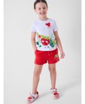 Комплект трикотажный для девочек: фуфайка (футболка), шорты white, red