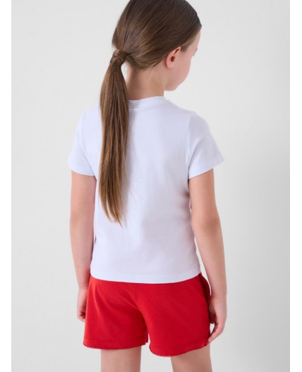 Комплект трикотажный для девочек: фуфайка (футболка), шорты white, red