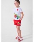 Комплект трикотажный для девочек: фуфайка (футболка), шорты white, red