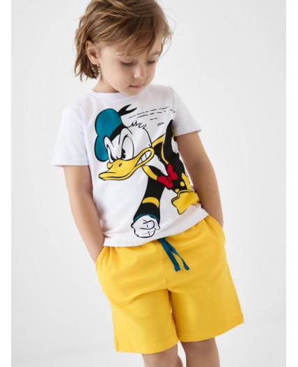 Комплект трикотажный для мальчиков: фуфайка (футболка), шорты white, yellow