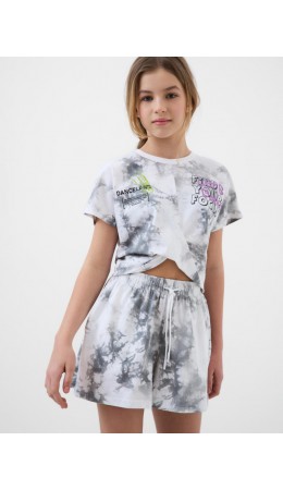 Комплект трикотажный для девочек: джемпер (футболка), шорты white, grey