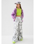 Брюки трикотажные для девочек white, grey