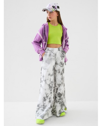 Брюки трикотажные для девочек white, grey