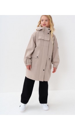 Плащ текстильный с полиуретановым покрытием для девочек beige